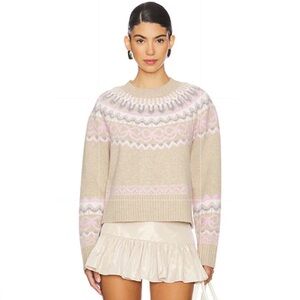 LoveShackFancy NEW Charlesey Pullover Sweater French Toast XL